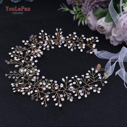 HP295 Flower Headwear Wedding Headband Bride Crystal Pearls