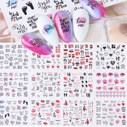 Beauty 12pieces Cute Christmas Nail Stickers Cartoon Animal Design