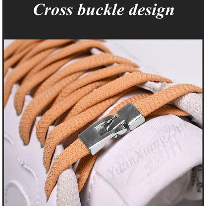 Cross buckle Elastic Shoe laces No Tie Shoelaces