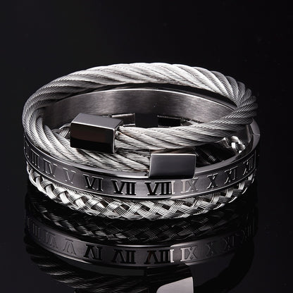 Luxury 3pieces Set Stainless Steel Bracelet