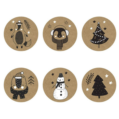 6 Designs Christmas Theme Seal Labels Stickers