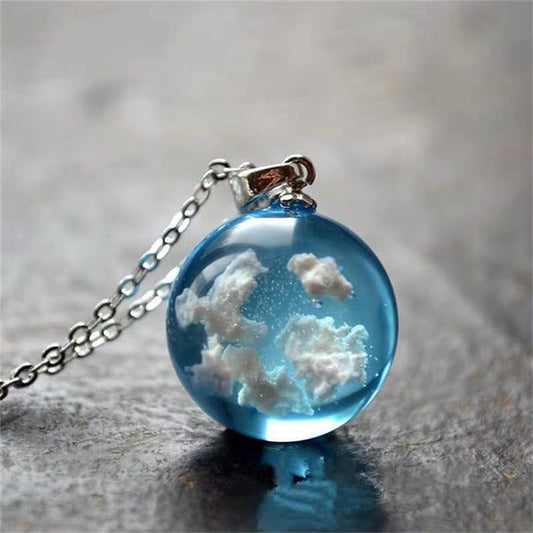Chic Transparent Resin Rould Ball Moon Pendant