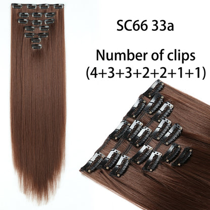 Beauty Long Straight Synthetic Hair 16 Clips 140G Extensions Clips