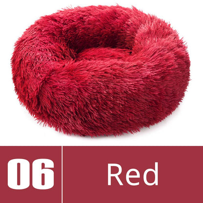 Round Plush Dog Bed House Dog Mat Winter Warm Sleeping Nest