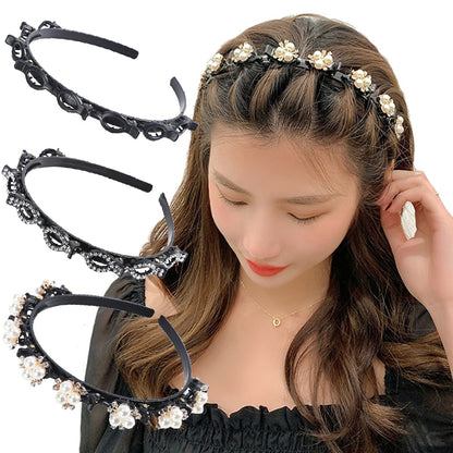 Double Layer Bands Clip Hairbands Plastic Braided