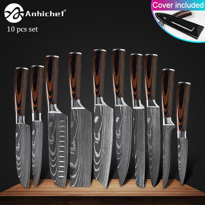 Kitchen Knives Stainless Steel Laser Damascus Knife