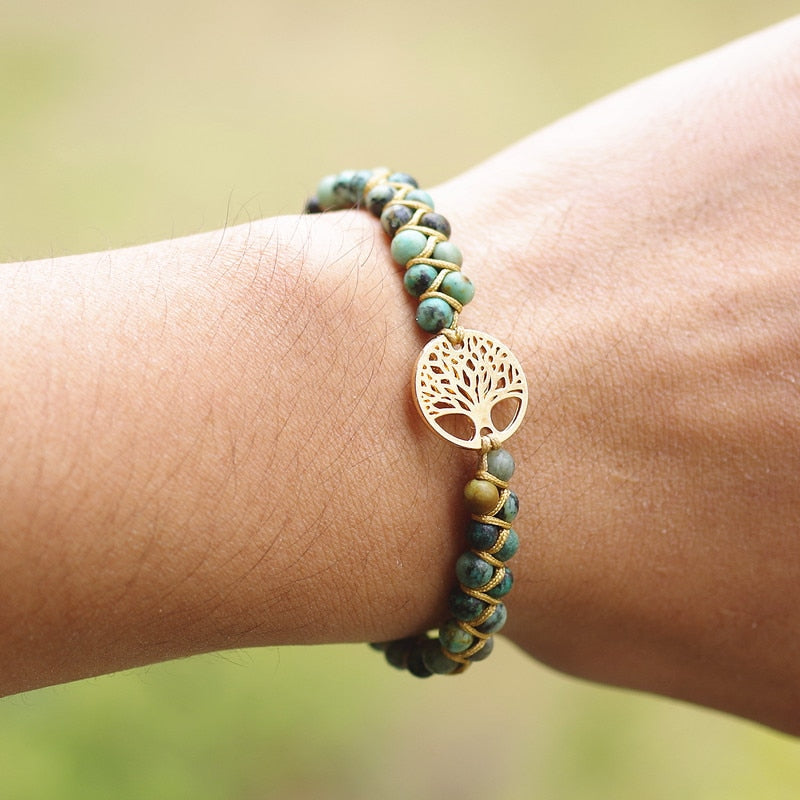 Handmade Natural Stone Boho Yoga Wrap Bracelet & Bangle