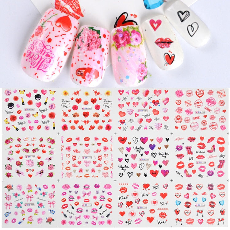 Beauty 12pieces Cute Christmas Nail Stickers Cartoon Animal Design