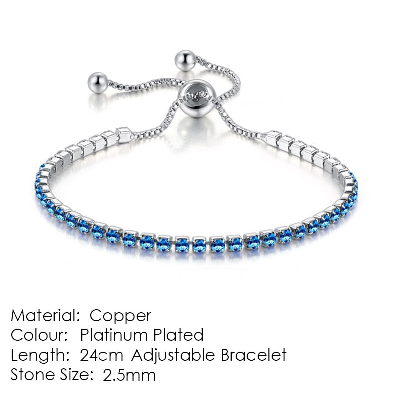 Tennis Bracelets Simple Blue Round Zircon Bracelet