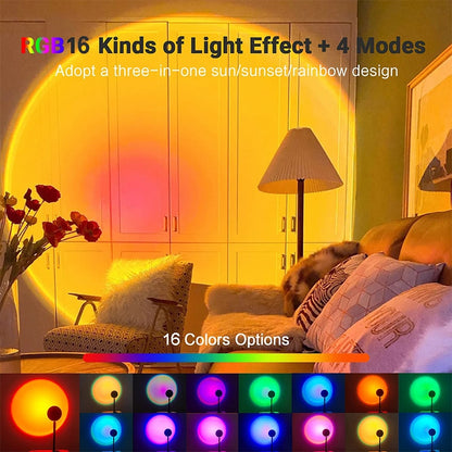16 Colors Sunset Lamp Led Projector Night Light Living Room