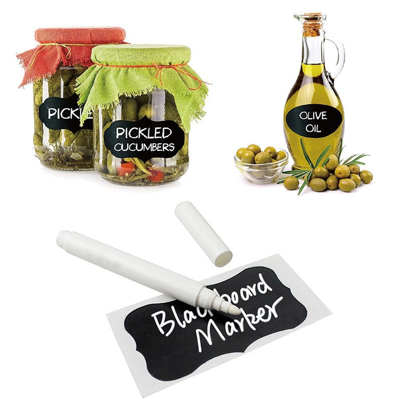 Erasable Blackboard Sticker Craft Kitchen Jars Organizer