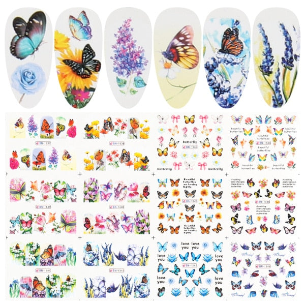 Beauty 12pieces Cute Christmas Nail Stickers Cartoon Animal Design