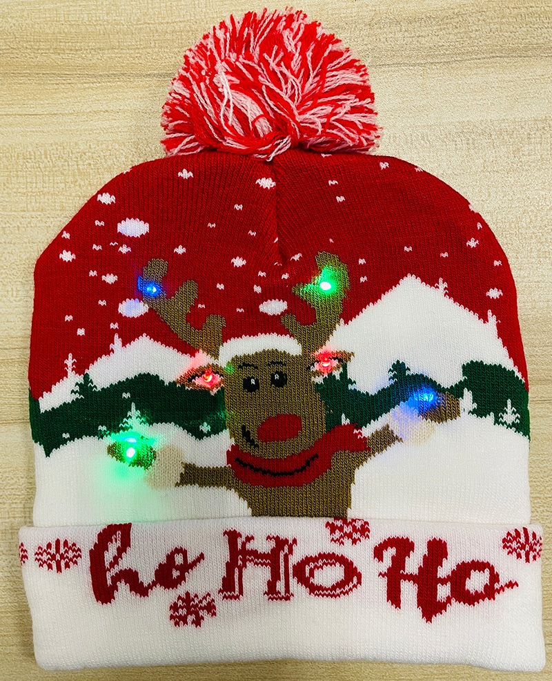 New Year LED Knitted Christmas Hat Beanie