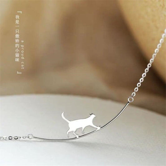 Cute Animal Walking Cat Clavicle Chain Necklaces