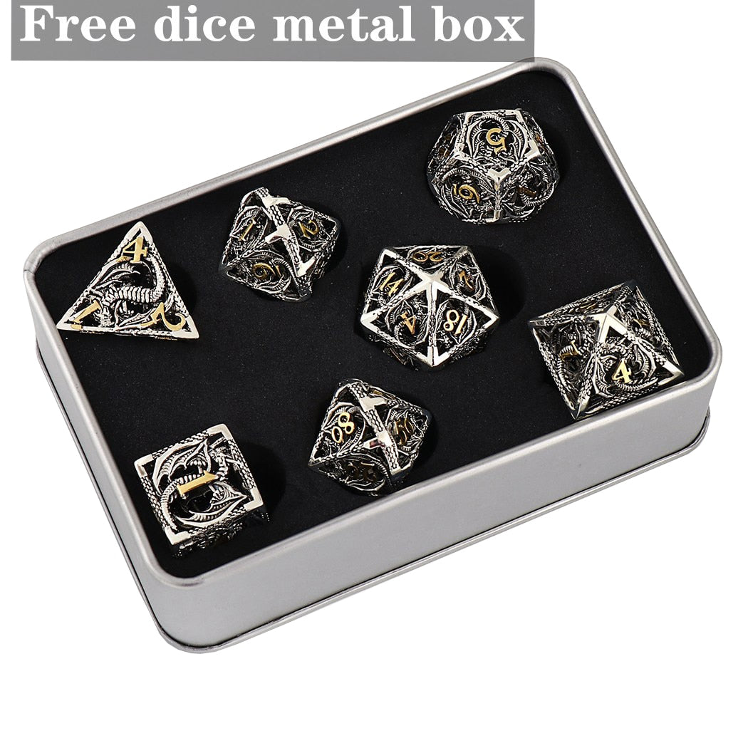 Metal Dice DND Set Role-Playing Copper Hollow polyhedral