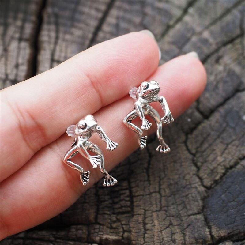 Cute Frog Earrings For Women Girls Animal Gothic Stud Earrings