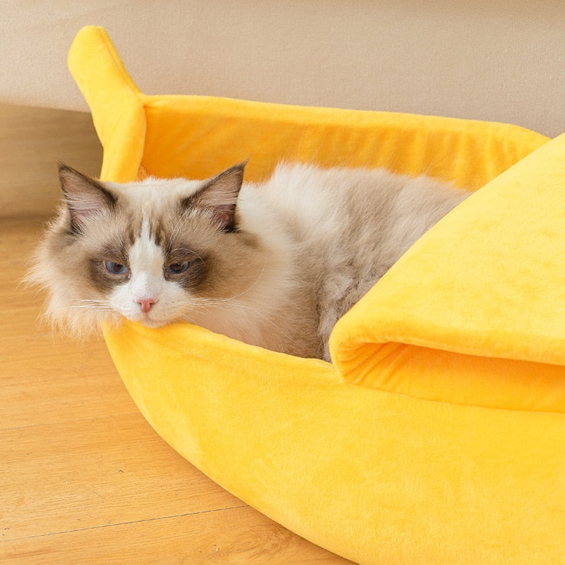 Funny Banana Cat Bed House Cute Cozy Cat Mat Beds