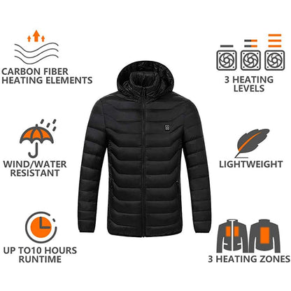 Heated Vest Jacket Washable Usb Charging Hooded