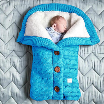 Newborn Baby Winter Warm Sleeping Bags Infant Button Knit Swaddle
