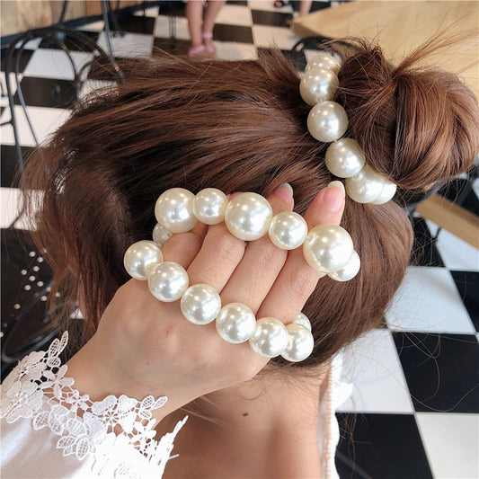 Woman Big Pearl Hair Ties Fashion Korean Style