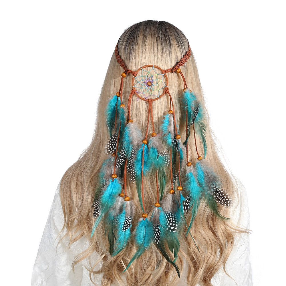 Boho Feather Headband for Woman Festival Hair Accessories