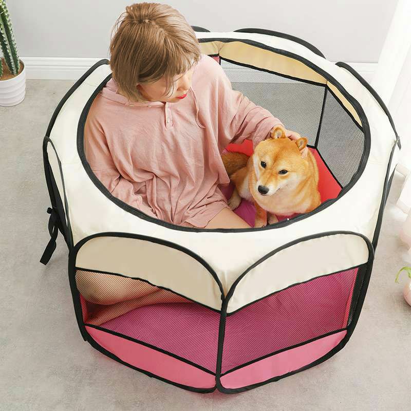 Portable Folding Pet Tent Dog House Octagonal Cage