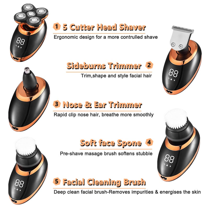 Waterproof Electric Shaver Razor for Men Beard Hair
