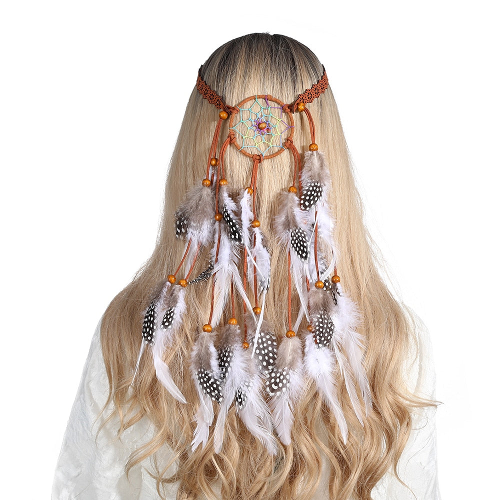 Boho Feather Headband for Woman Festival Hair Accessories