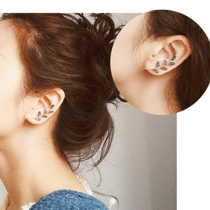 Fashion earrings Hot Sell Leaf Ear Cuff Curved Rhinestones