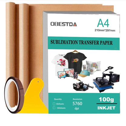 100 Sheets A4 Sublimation Heat Transfer Paper