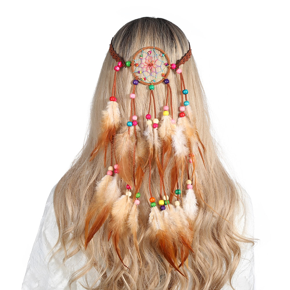 Boho Feather Headband for Woman Festival Hair Accessories