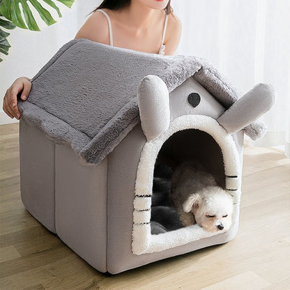 Dog Bed Warm House Grey Kennel Tent