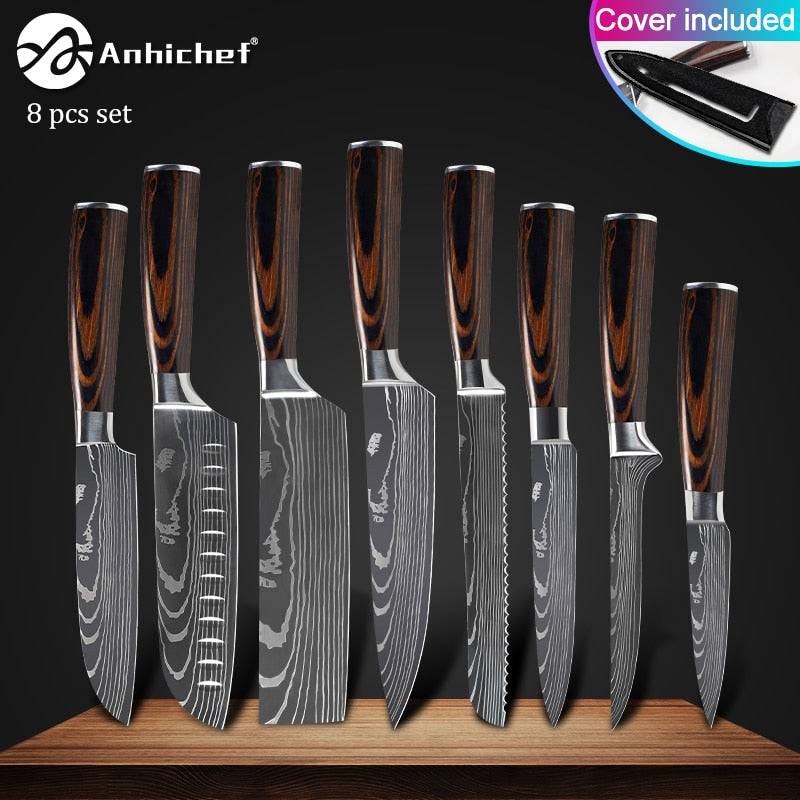 Kitchen Knives Stainless Steel Laser Damascus Knife