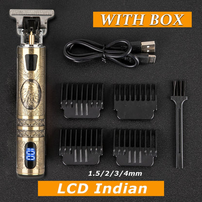 LCD Hair Clipper T9 For Men Professional Hair Cutting Machine Beard