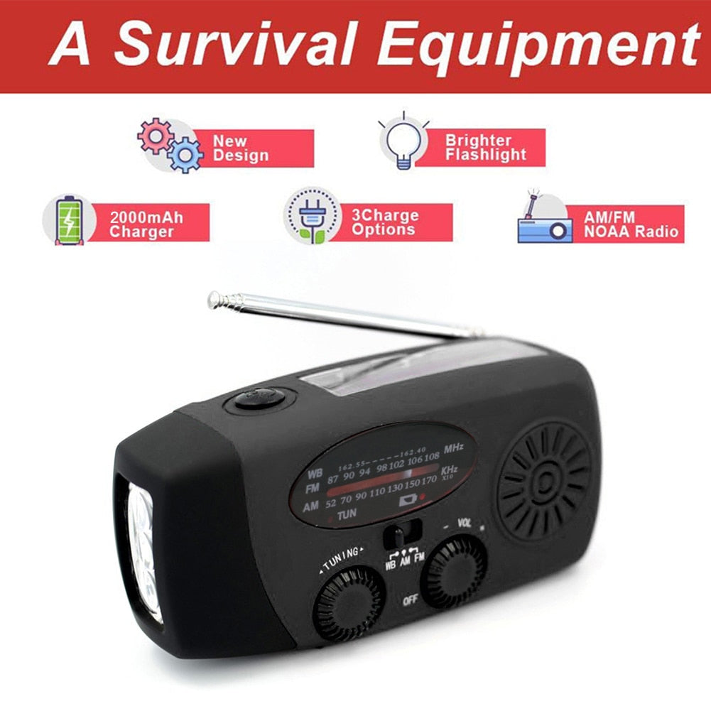 Multifunctional Hand Radio Solar Crank Dynamo