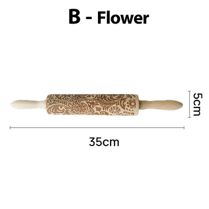 Christmas Rolling Pins Rock Snowflake Elk Wooden Rolling