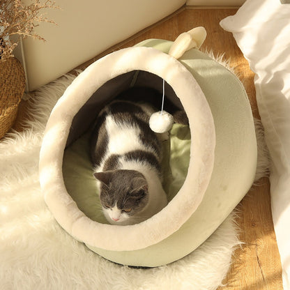 Sweet Cat Bed Warm Pet Basket Cozy Kitten Lounger