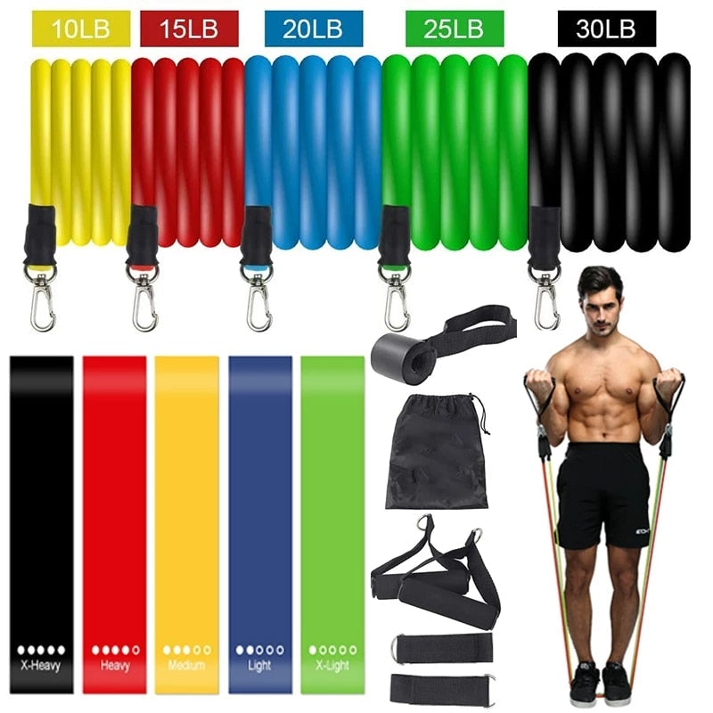 Resistance Bands Set Exercise Bands with Door Anchor Legs Ankle Straps