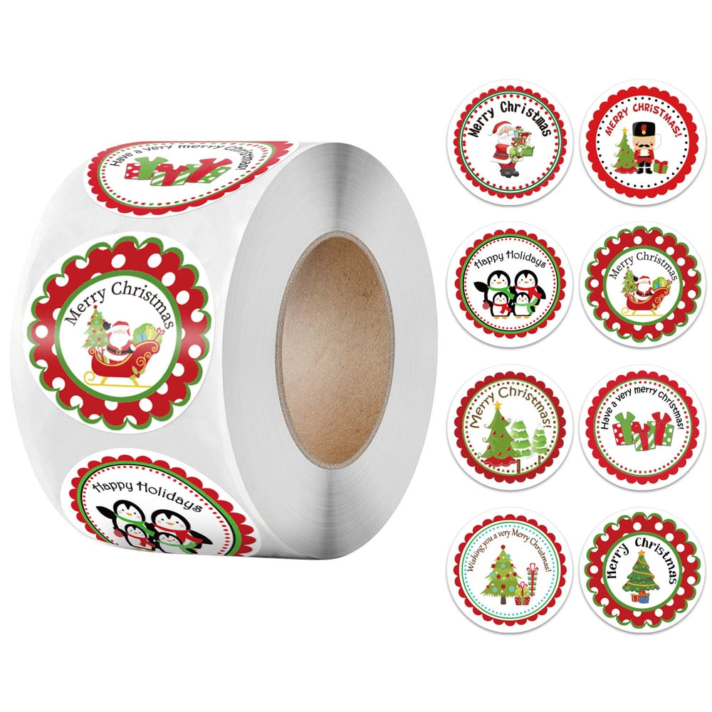 6 Designs Christmas Theme Seal Labels Stickers
