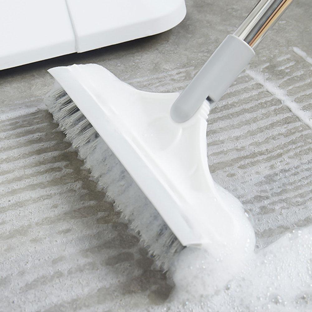 Floor Scrub Brush 2 In 1 Long Handle Wiper Stiff Bristle Window Squeegee