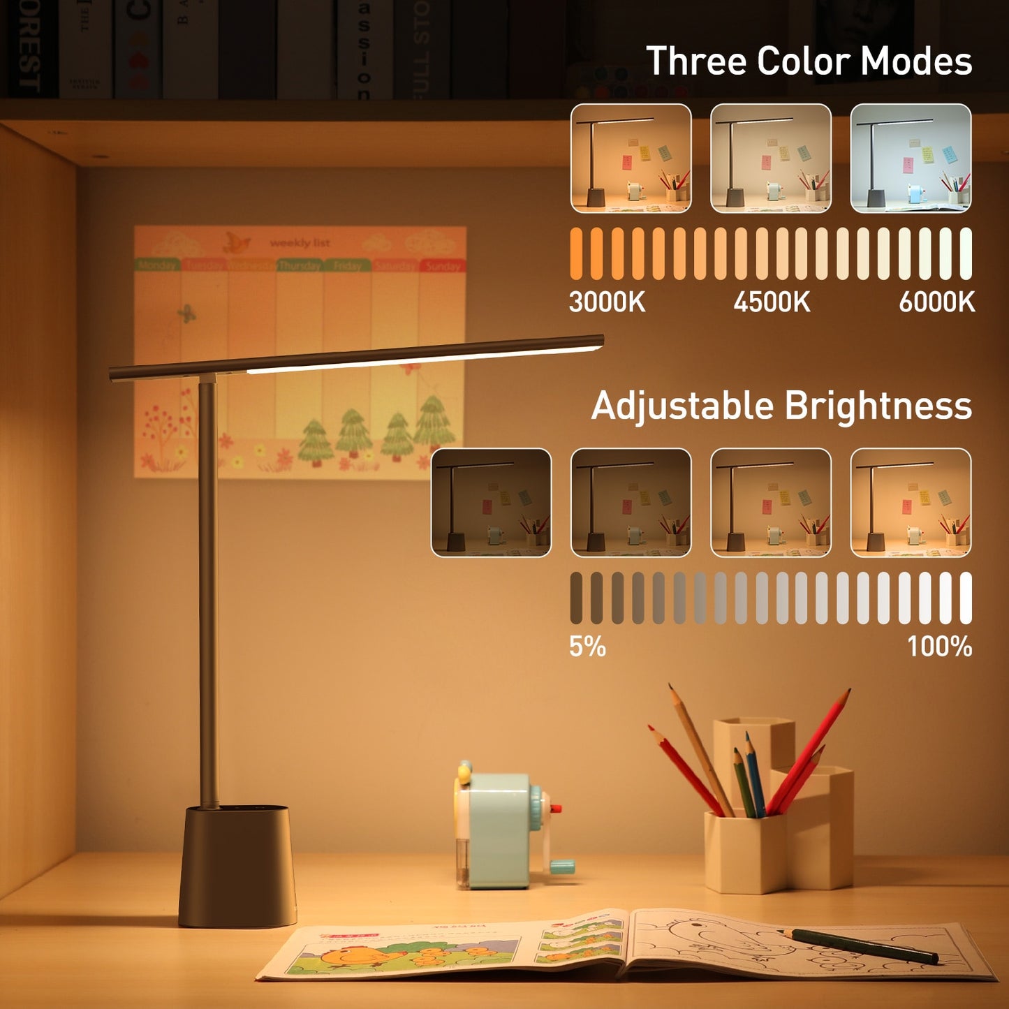 LED Desk Lamp Eye Protect Study Dimmable Office Light