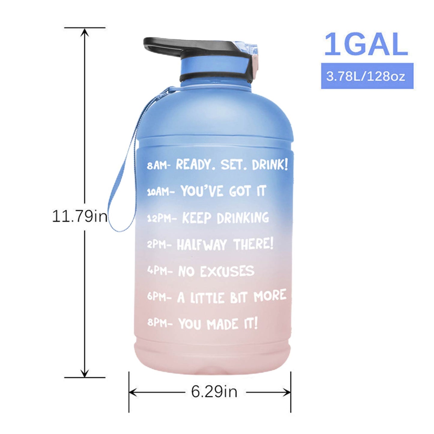 Water Bottle Direct Drinking Straw and Time Marker