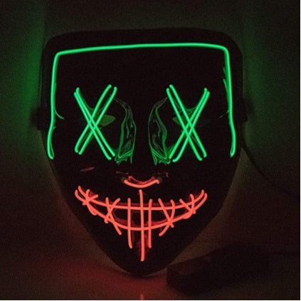 Led Mask Halloween Party Masquerade Masks Light Glow In The Dark Horror