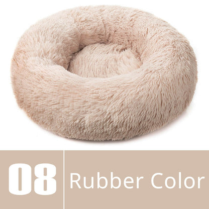 Round Plush Dog Bed House Dog Mat Winter Warm Sleeping Nest