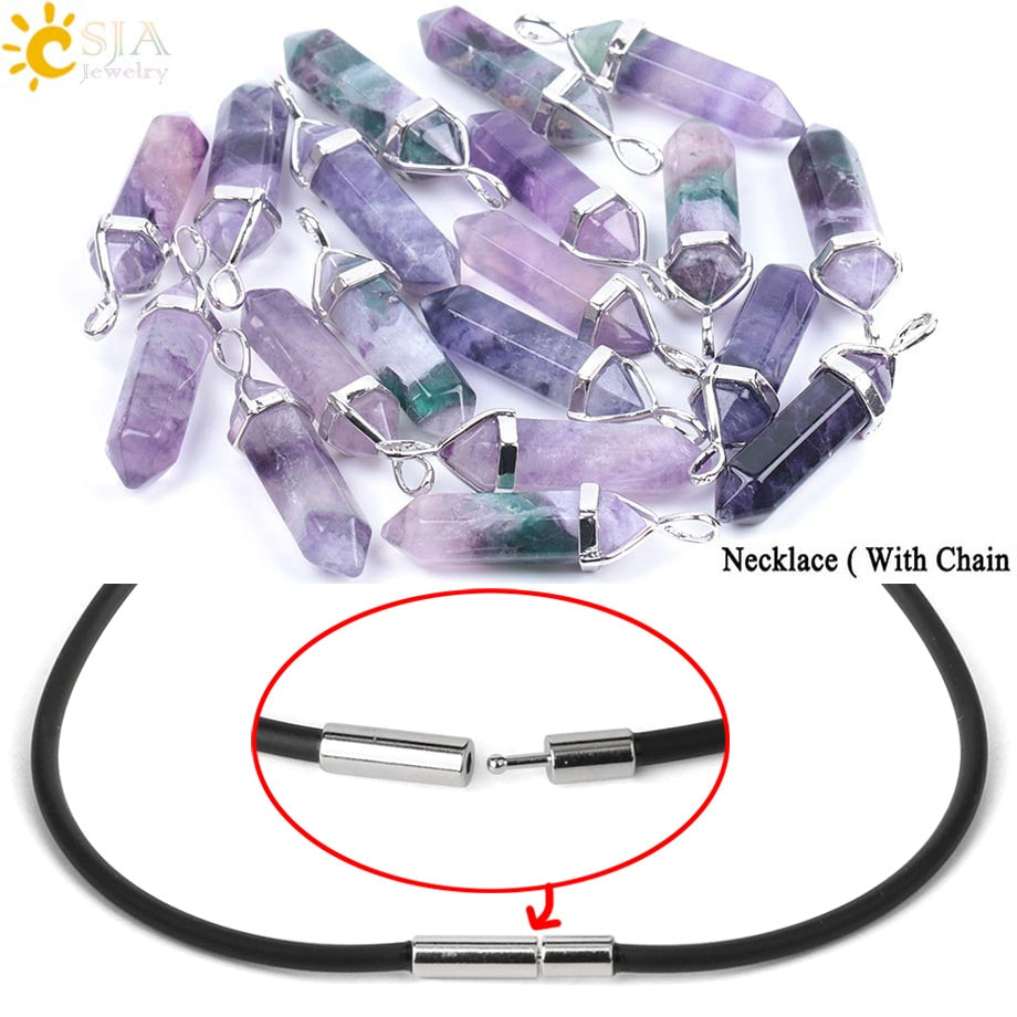 Fluorite Crystals Necklaces Pendants Suspension Quartz Gem