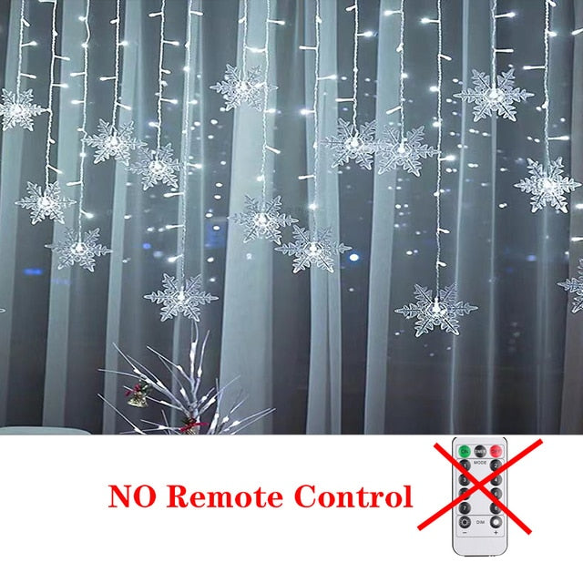 Christmas Light Led Snowflake Curtain Icicle Fairy String Lights
