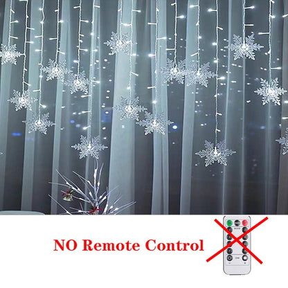 Christmas Light Led Snowflake Curtain Icicle Fairy String Lights