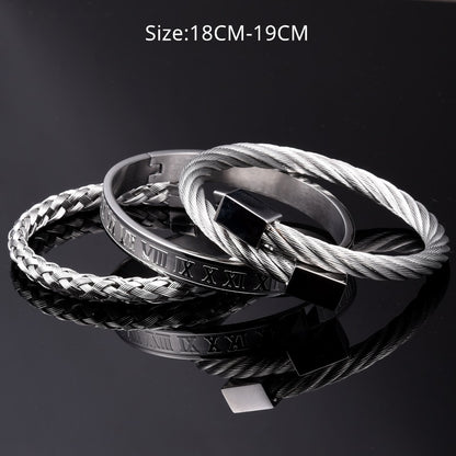 Luxury 3pieces Set Stainless Steel Bracelet