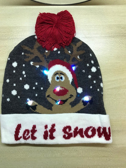 New Year LED Knitted Christmas Hat Beanie