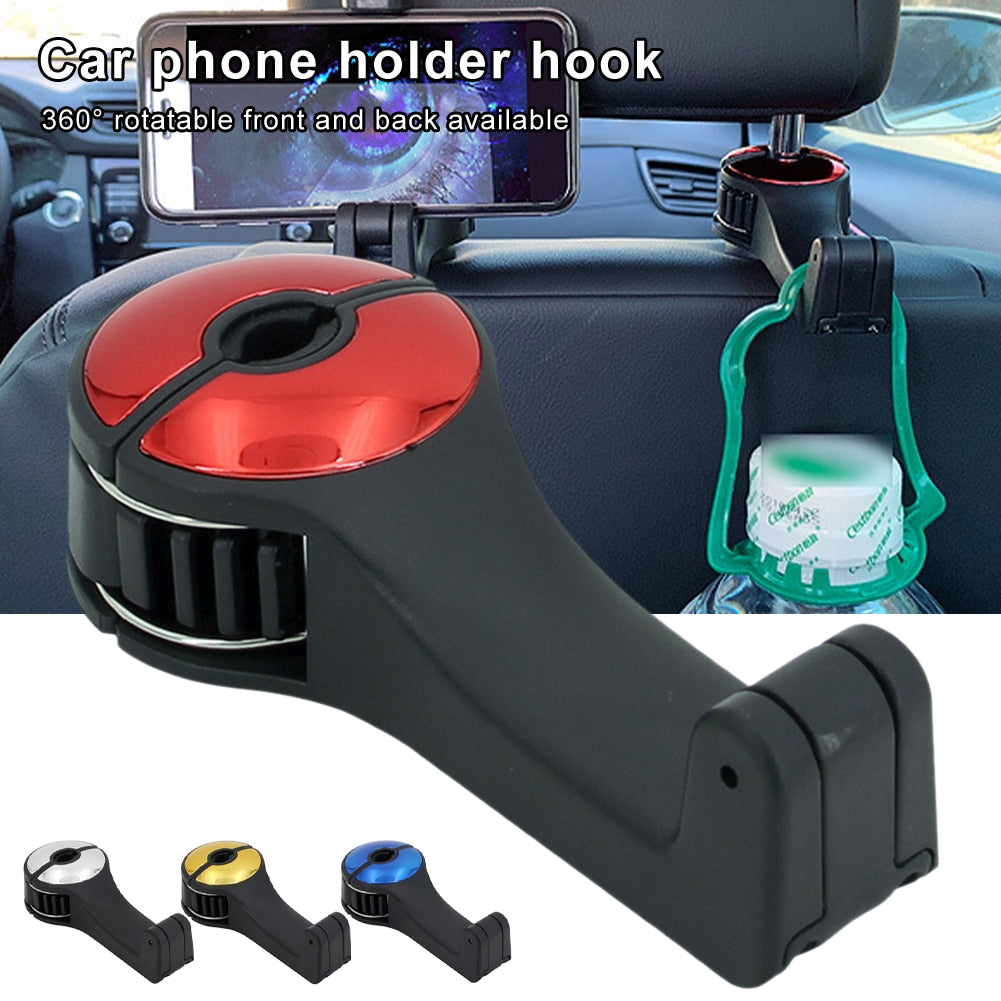 Car Gadget Back Seat Hanger Headrest Hook with Phone Holder